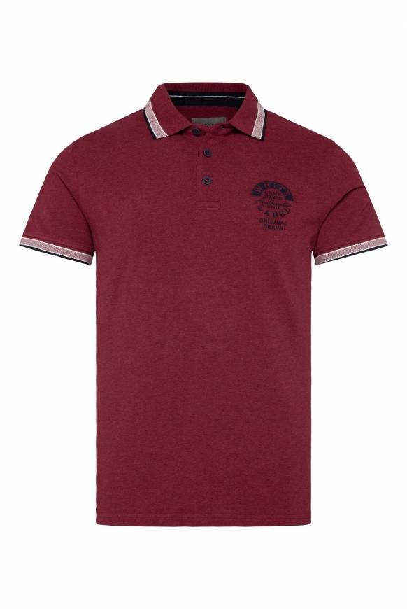 Soccx Meliertes Poloshirt Mit Two-Tone-Details Burgundy Melange