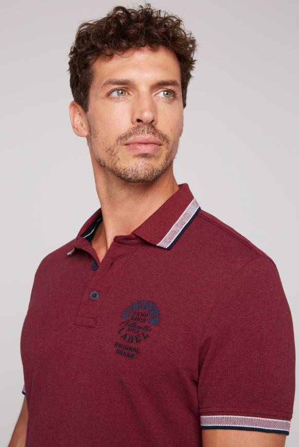 Soccx Meliertes Poloshirt Mit Two-Tone-Details Burgundy Melange