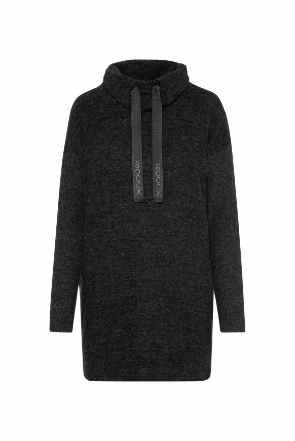 Soccx Meliertes Strickkleid Mit Rollkragen Black Melange
