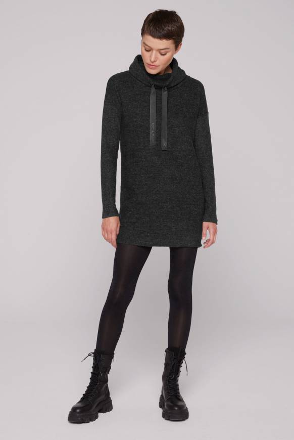 Soccx Meliertes Strickkleid Mit Rollkragen Black Melange