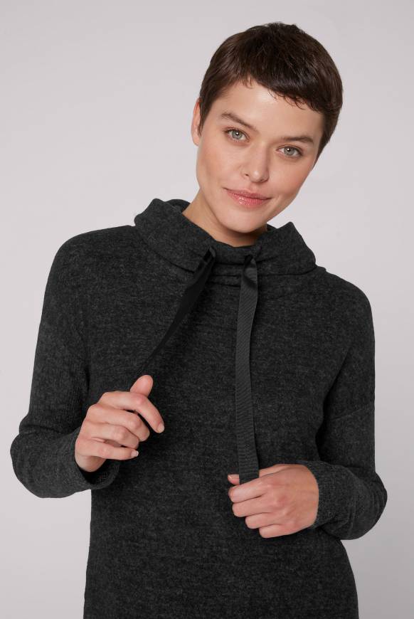Soccx Meliertes Strickkleid Mit Rollkragen Black Melange