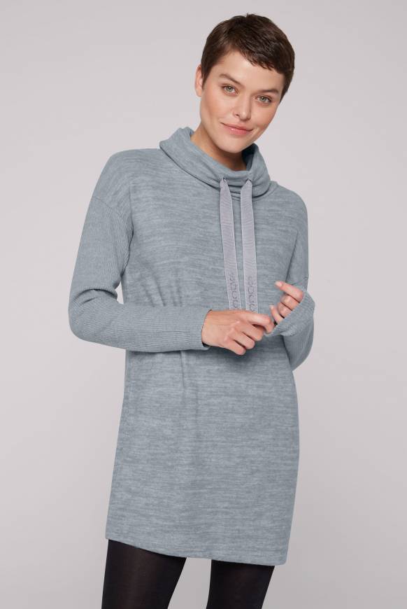 Soccx Meliertes Strickkleid mit Rollkragen cold grey melange