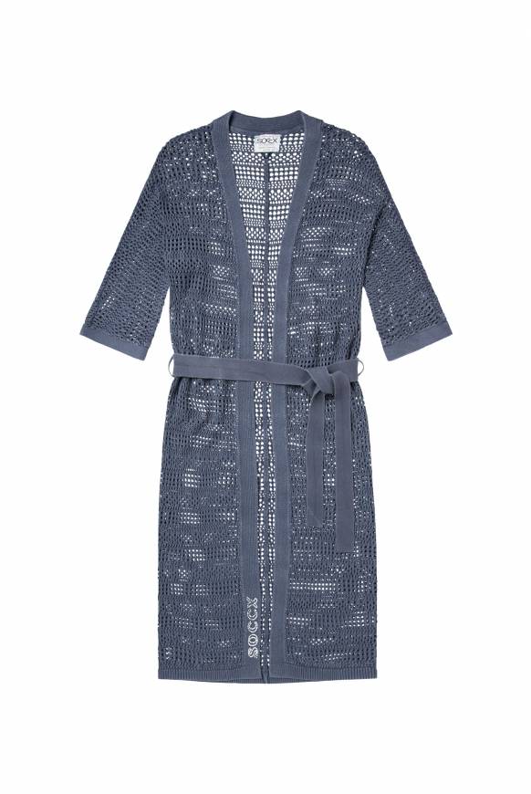 Soccx Mesh-Cardigan Mit Glitzerstein-Wording Blueberry