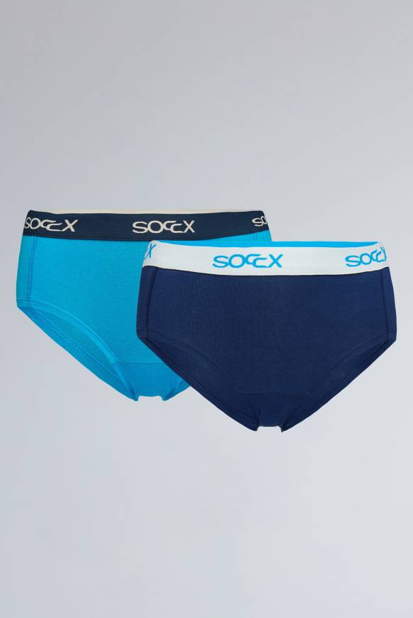 Soccx Mini Shorts mit breitem Logo-Bund 2 Pack navy / türkis