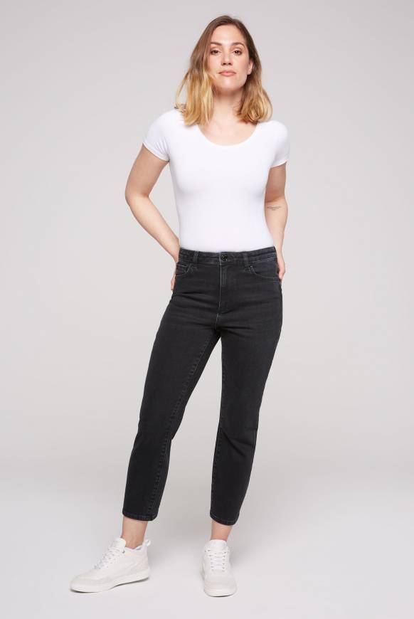 Soccx Mom Jeans LE:A Mit Used-Waschung Breezy Black