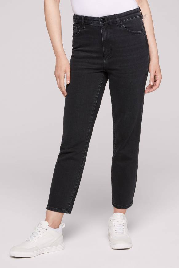 Soccx Mom Jeans LE:A mit Used-Waschung breezy black