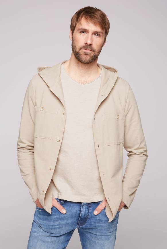 Soccx Overshirt mit Kapuze und Brusttaschen cappuccino