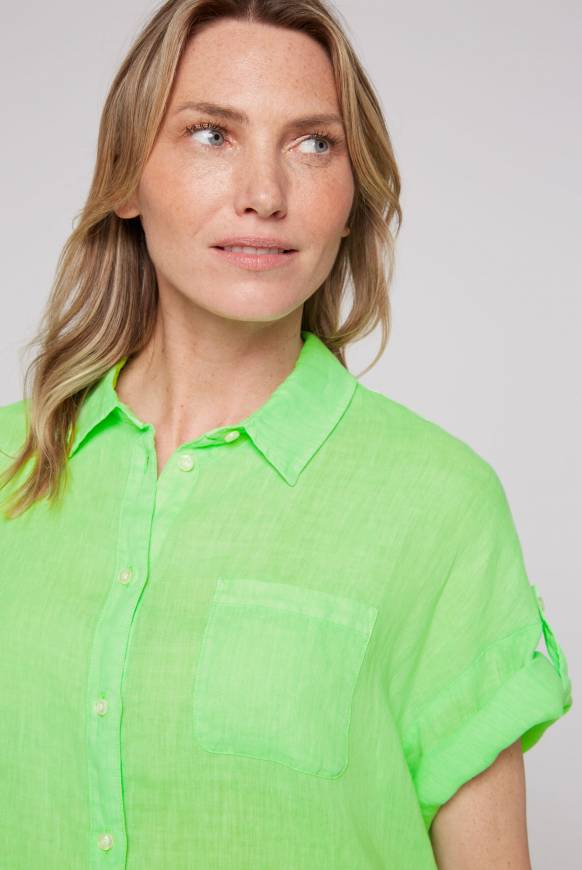 Soccx Oversized Leinenbluse Mit Logostickerei Fresh Lime