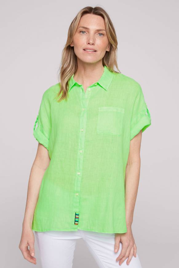 Soccx Oversized Leinenbluse mit Logostickerei fresh lime
