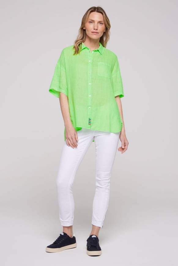Soccx Oversized Leinenbluse Mit Logostickerei Fresh Lime
