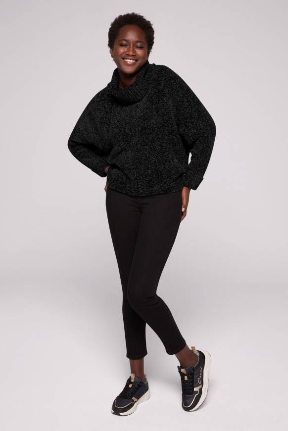 Soccx Oversized Rollkragenpullover Aus Chenille Black