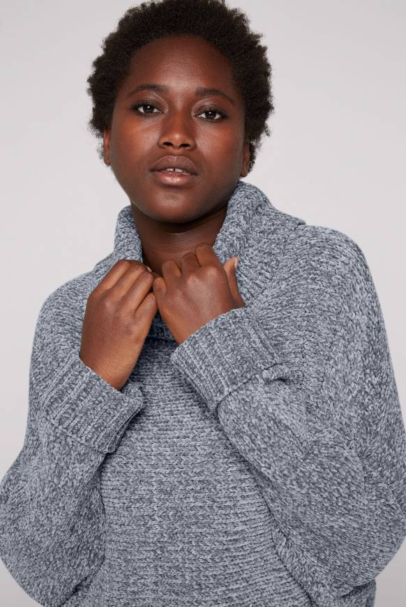 Soccx Oversized Rollkragenpullover Aus Chenille Cold Grey