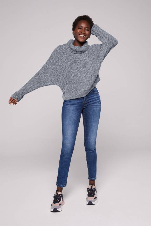 Soccx Oversized Rollkragenpullover Aus Chenille Cold Grey