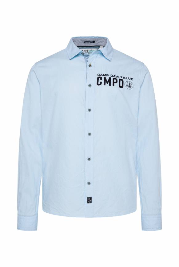 Soccx Oxford-Langarmhemd Mit Logo-Stickereien Summer Blue