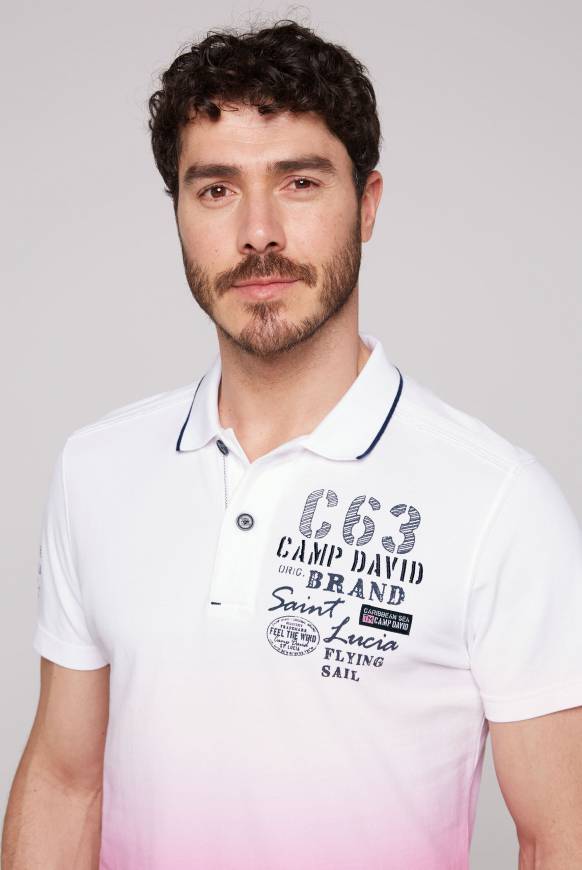 Soccx Pikee-Polo Dip Dye Mit Logo Artworks Opticwhite / Pink Punch