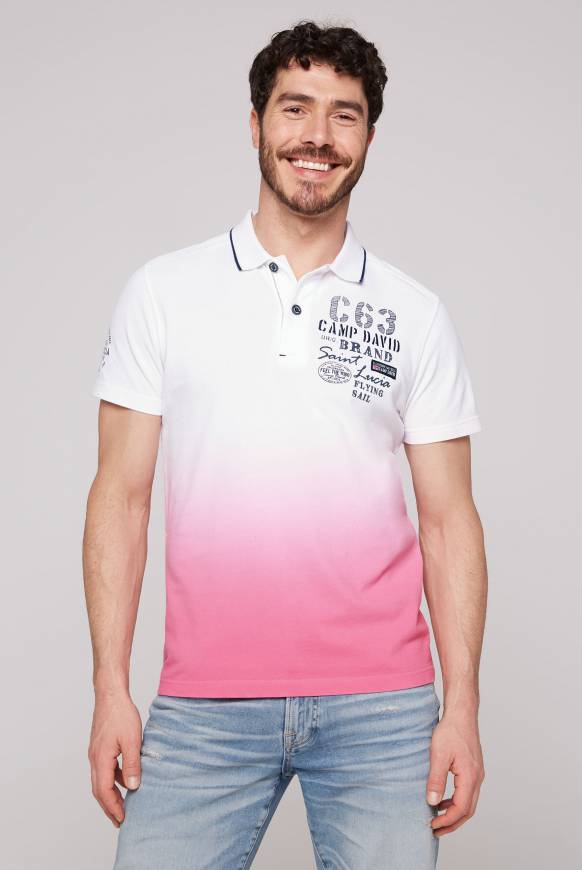 Soccx Pikee-Polo Dip Dye mit Logo Artworks opticwhite / pink punch