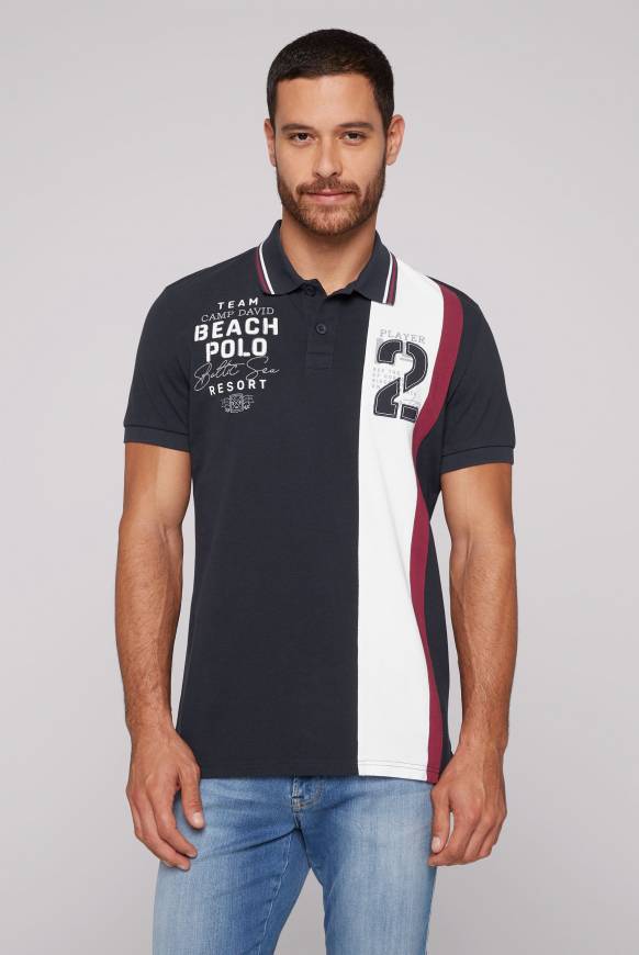 Soccx Pikee-Polo mit Color-Blocking und Artwork blue navy