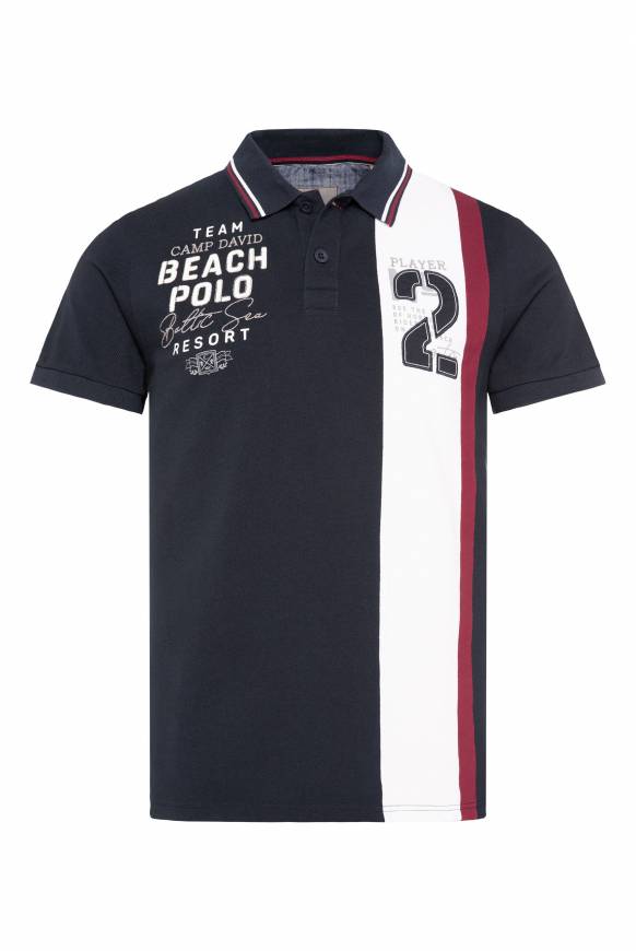 Soccx Pikee-Polo Mit Color-Blocking Und Artwork Blue Navy