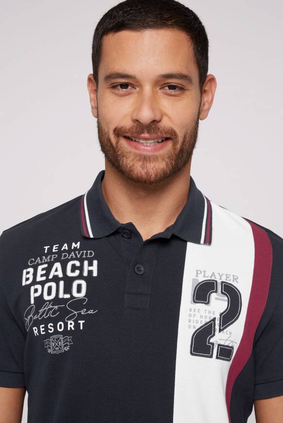 Soccx Pikee-Polo Mit Color-Blocking Und Artwork Blue Navy