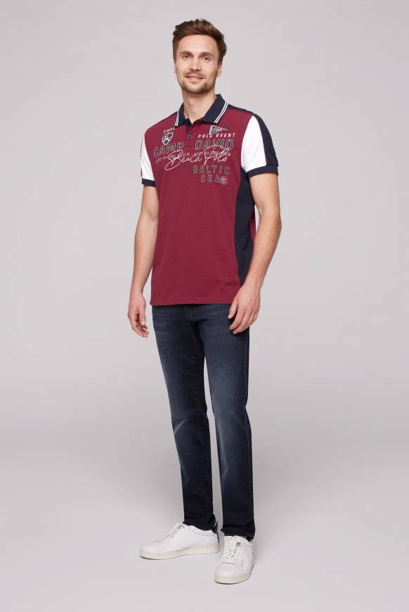 Soccx Pikee-Polo Mit Color-Blocking Und Artwork Burgundy