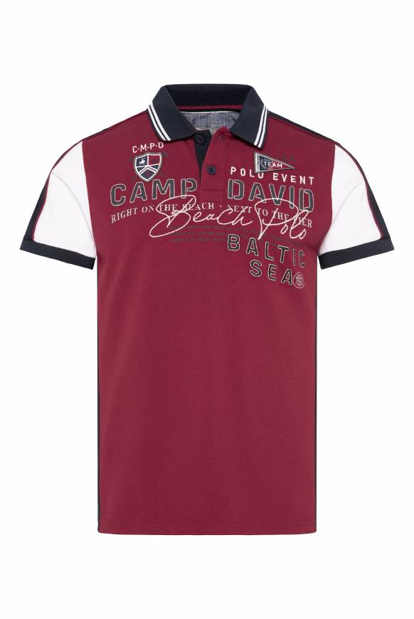 Soccx Pikee-Polo Mit Color-Blocking Und Artwork Burgundy