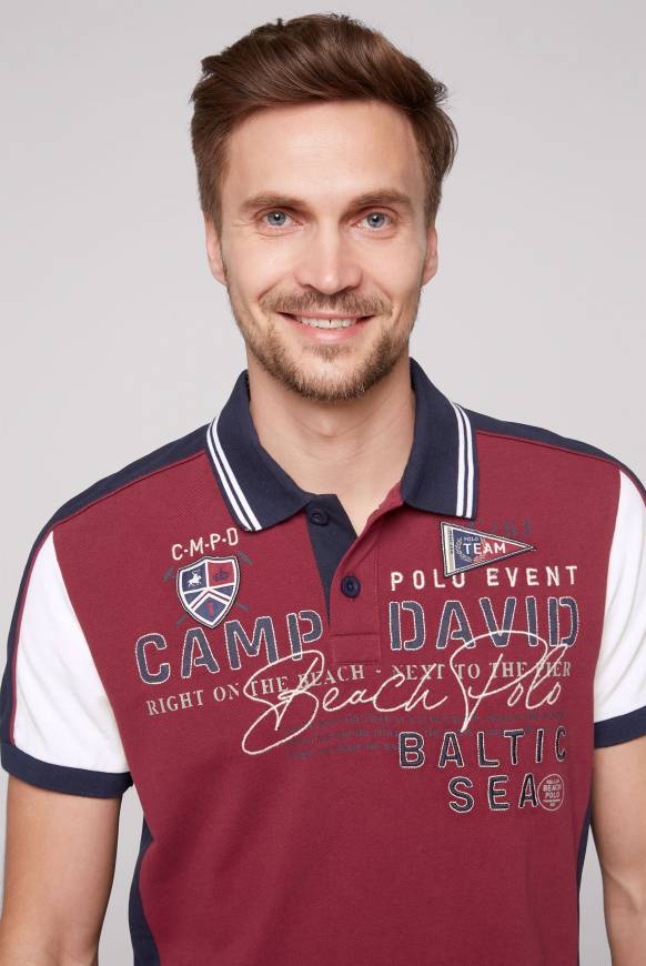 Soccx Pikee-Polo Mit Color-Blocking Und Artwork Burgundy