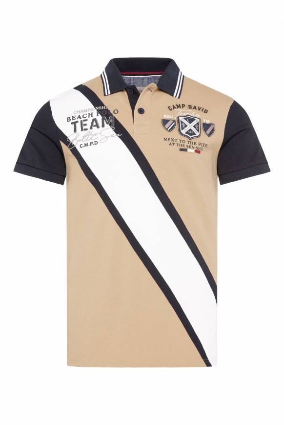 Soccx Pikee-Polo Mit Color-Blocking Und Artworks Tan