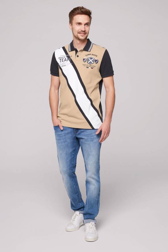 Soccx Pikee-Polo Mit Color-Blocking Und Artworks Tan