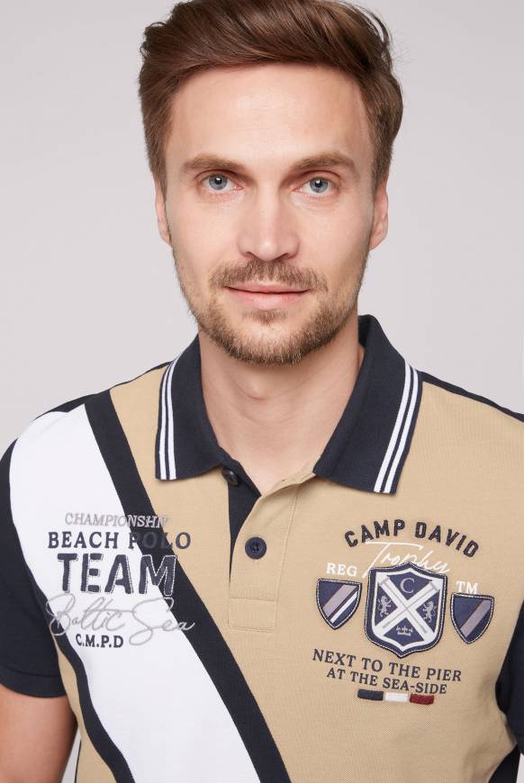 Soccx Pikee-Polo Mit Color-Blocking Und Artworks Tan