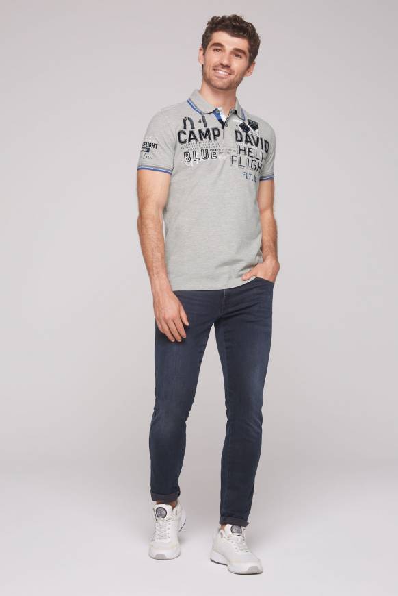 Soccx Pikee-Polo Mit Label-Applikationen Granite Melange