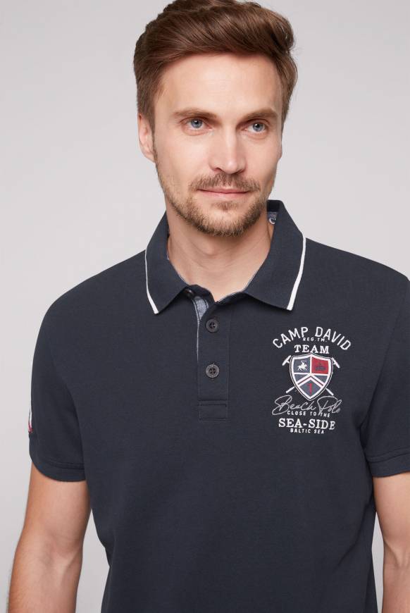 Soccx Pikee-Polo Mit Label Patches Und Stickereien Blue Navy