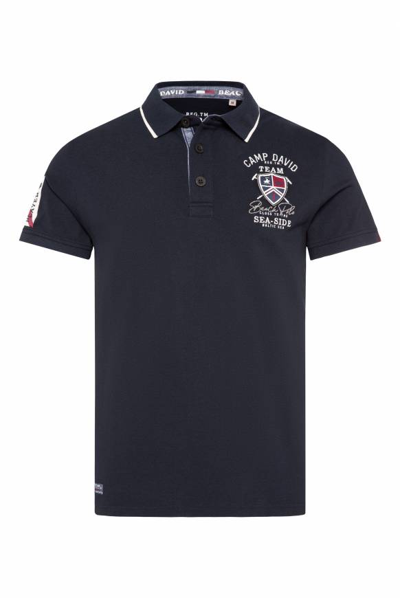 Soccx Pikee-Polo Mit Label Patches Und Stickereien Blue Navy