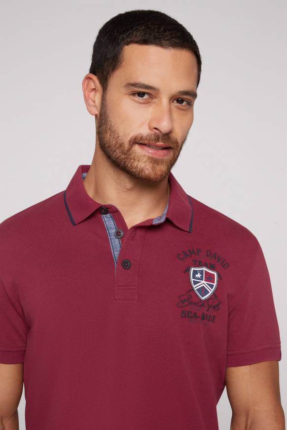 Soccx Pikee-Polo Mit Label Patches Und Stickereien Burgundy