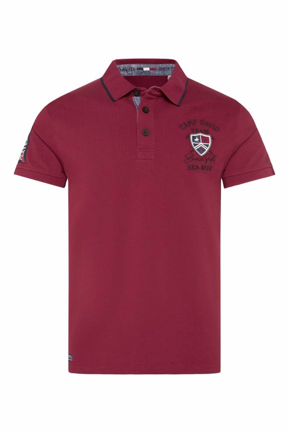 Soccx Pikee-Polo Mit Label Patches Und Stickereien Burgundy