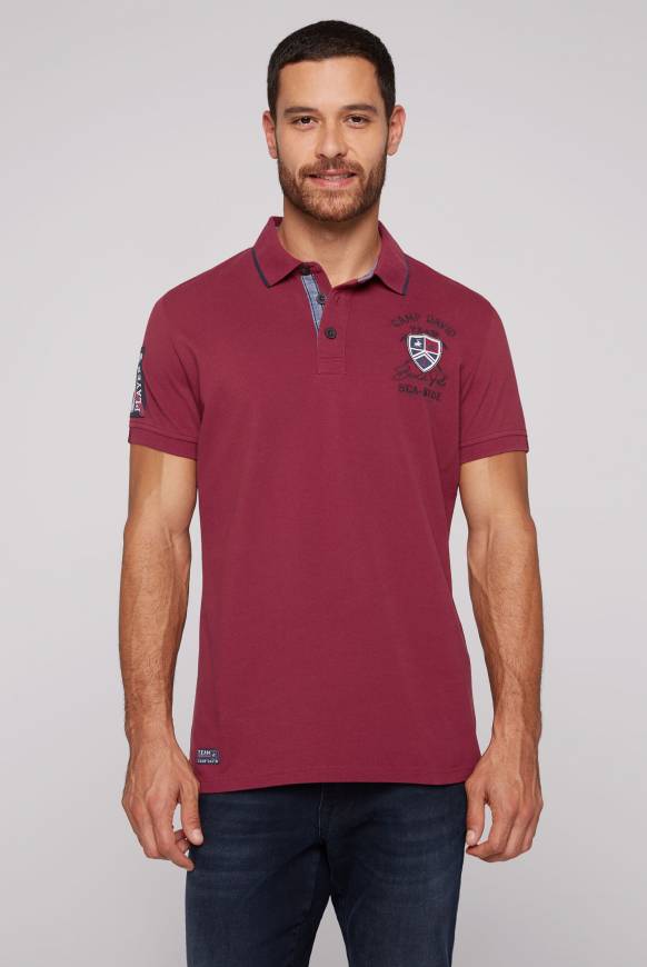 Soccx Pikee-Polo mit Label Patches und Stickereien burgundy