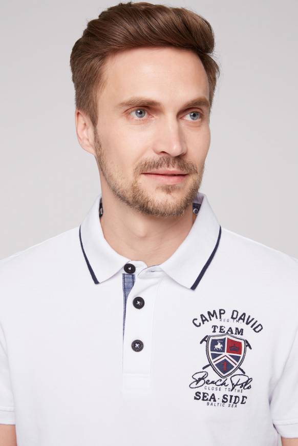 Soccx Pikee-Polo Mit Label Patches Und Stickereien Opticwhite