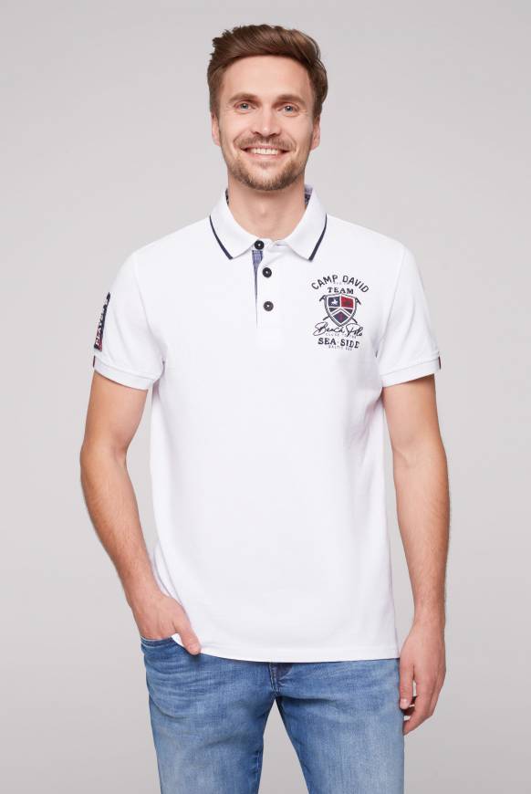 Soccx Pikee-Polo mit Label Patches und Stickereien opticwhite