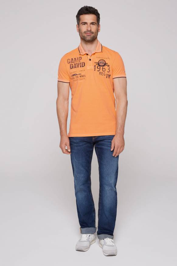Soccx Pikee-Polo Mit Logo-Applikationen Sunrise Orange