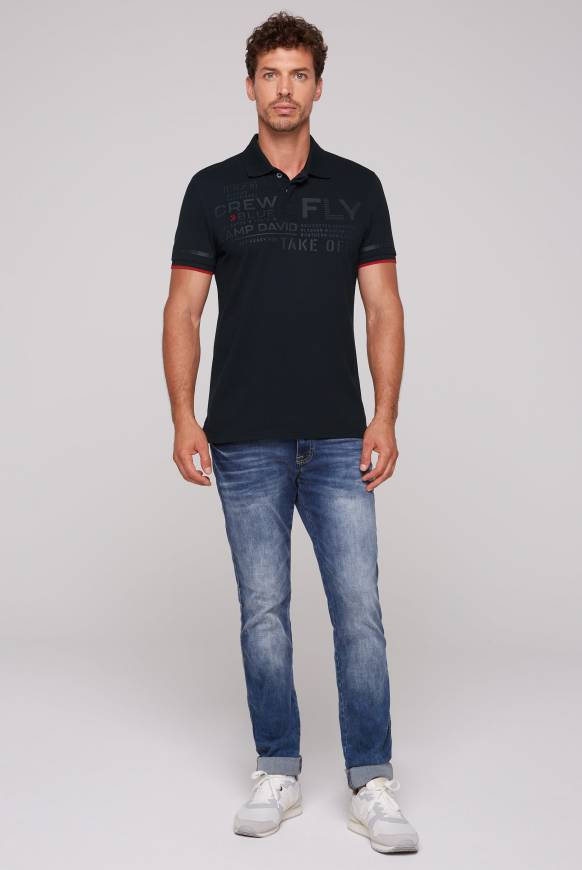 Soccx Pikee-Polo Mit Tonigem Rubber Artwork Blue Navy