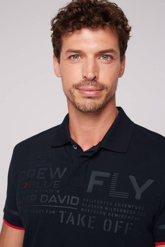 Soccx Pikee-Polo Mit Tonigem Rubber Artwork Blue Navy