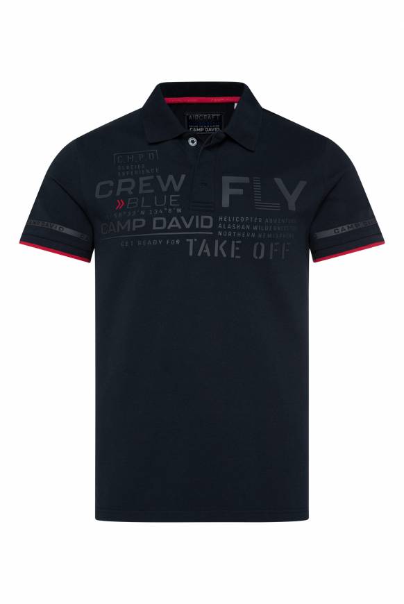 Soccx Pikee-Polo Mit Tonigem Rubber Artwork Blue Navy