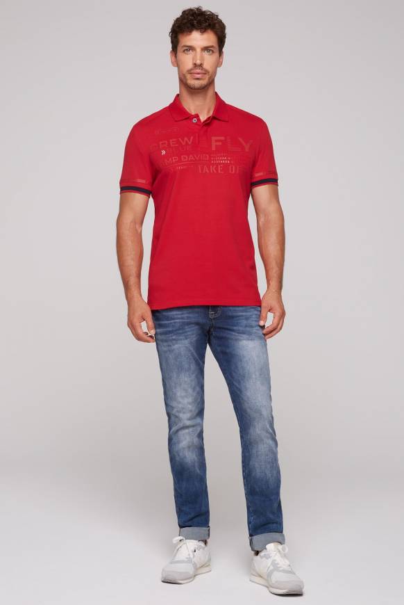 Soccx Pikee-Polo Mit Tonigem Rubber Artwork Flight Red