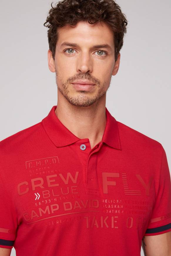 Soccx Pikee-Polo Mit Tonigem Rubber Artwork Flight Red