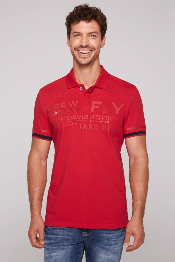 Soccx Pikee-Polo mit tonigem Rubber Artwork flight red