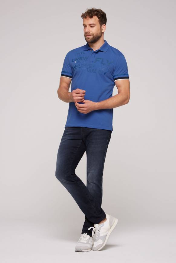 Soccx Pikee-Polo Mit Tonigem Rubber Artwork Strong Blue