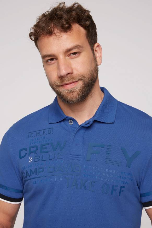 Soccx Pikee-Polo Mit Tonigem Rubber Artwork Strong Blue