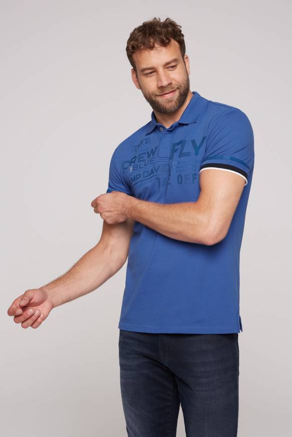 Soccx Pikee-Polo mit tonigem Rubber Artwork strong blue