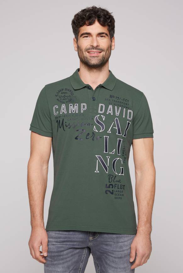 Soccx Pikee-Poloshirt mit Sailing Print grey green L