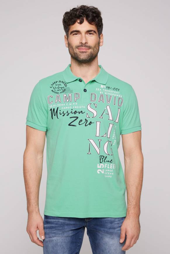 Soccx Pikee-Poloshirt mit Sailing Print sea green L