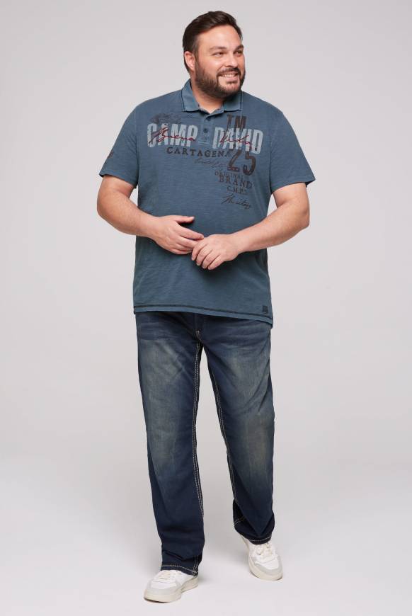 Soccx Polo Aus Flammgarn Mit Prints Und Stickereien Lazy Blue